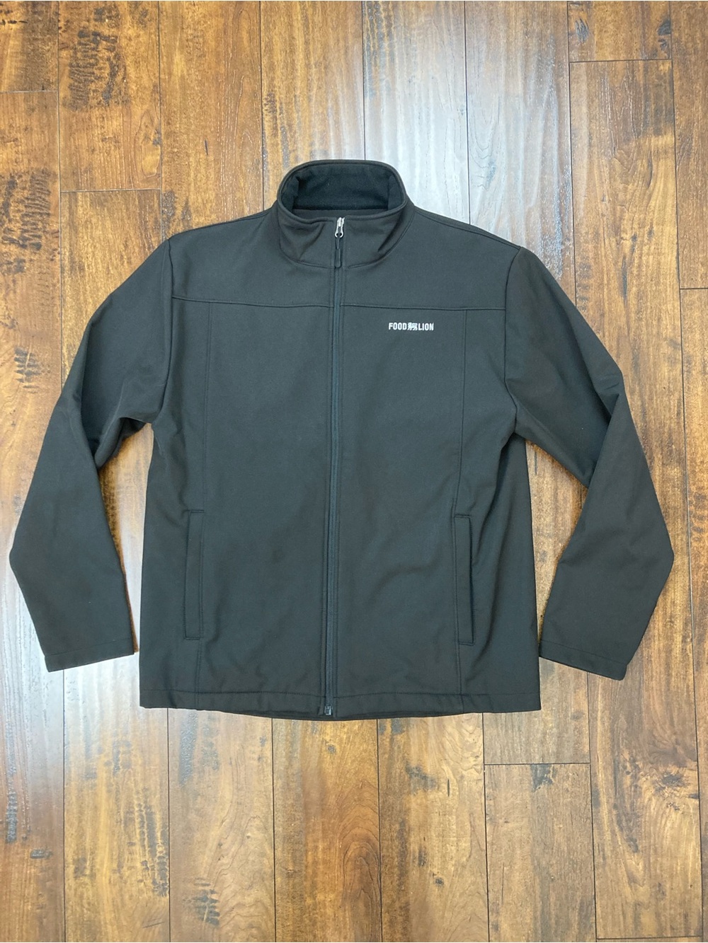 Food Lion Employee Jacket Black Full Zip Softshell Fleece Lined Unisex Medium.